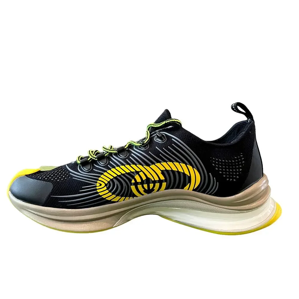 GUCCI Men GG RUN Sneakers Athletic Low Top 680938 Black Yellow 11 | US 11.5 NEW